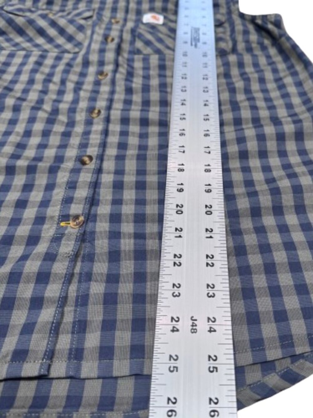 Carhartt Force Green Blue Plaid Gorpcore Granola Button Up Workwear Top (SZ M) - Picture 11 of 11